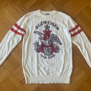 White Retro Style Budweiser Sweater